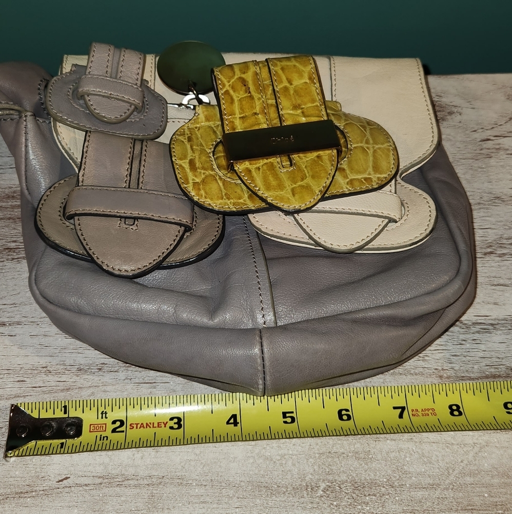 Chloe Wristlet Bag Gray Cream Snake Yellow. Leather Good Needs Some Cleaning.